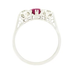Art Deco 0.75ct Ruby and Diamond Three Stone Ring, c.1920s
