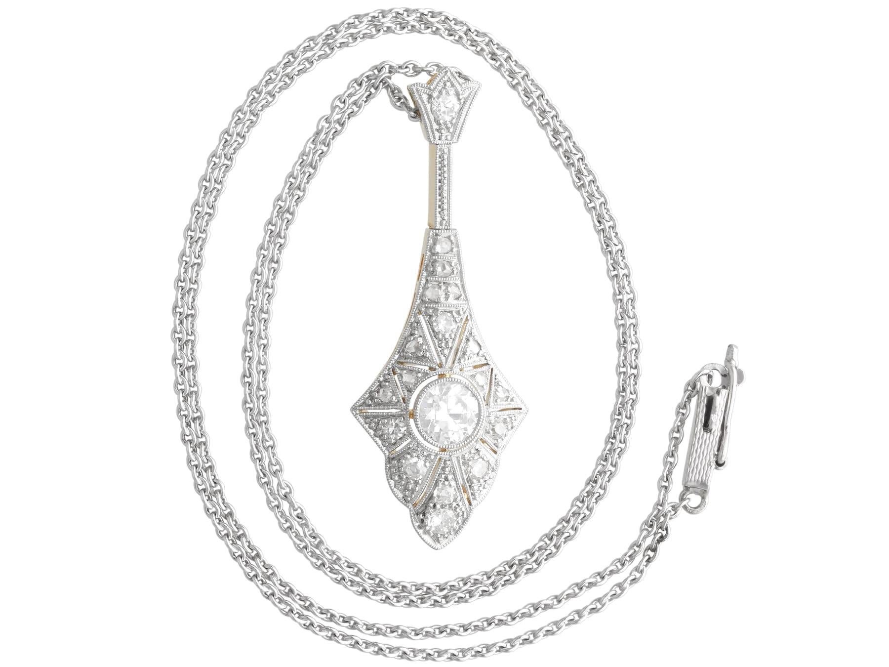 Women's or Men's Art Deco 0.76Ct Diamond and 14k Yellow Gold Pendant - Circa 1930 For Sale