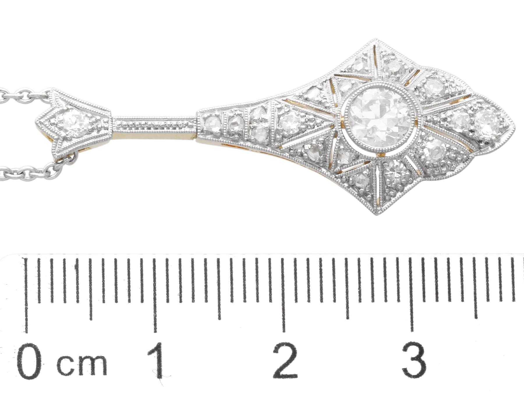 Art Deco 0.76Ct Diamond and 14k Yellow Gold Pendant - Circa 1930 For Sale 3