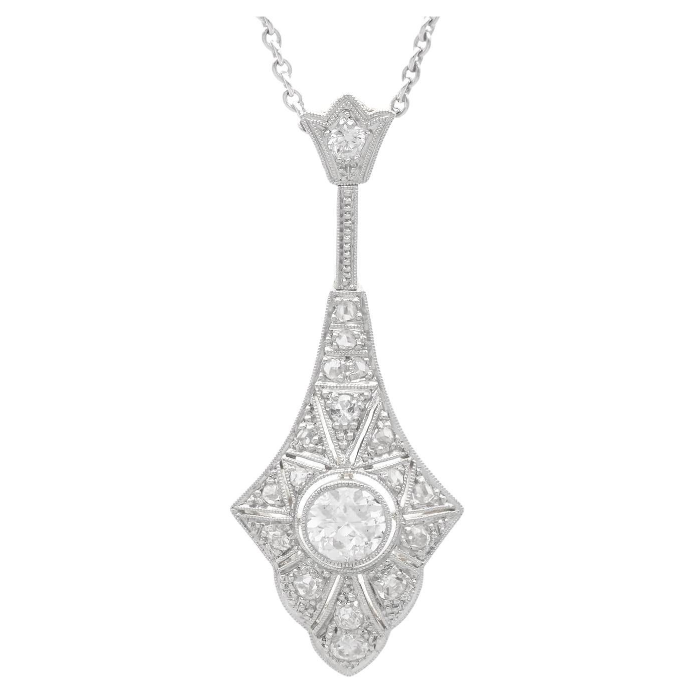 Colgante Art Decó de diamantes de 0,76 ct y oro amarillo de 14k - Circa 1930