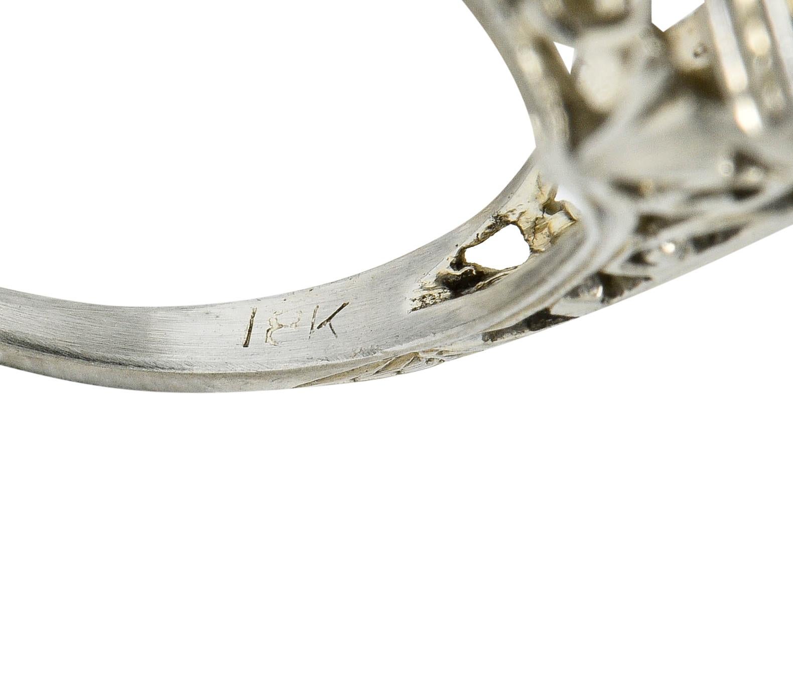 Art Deco 0.77 Carat Diamond 18 Karat Gold Foliate Engagement Ring For Sale 5