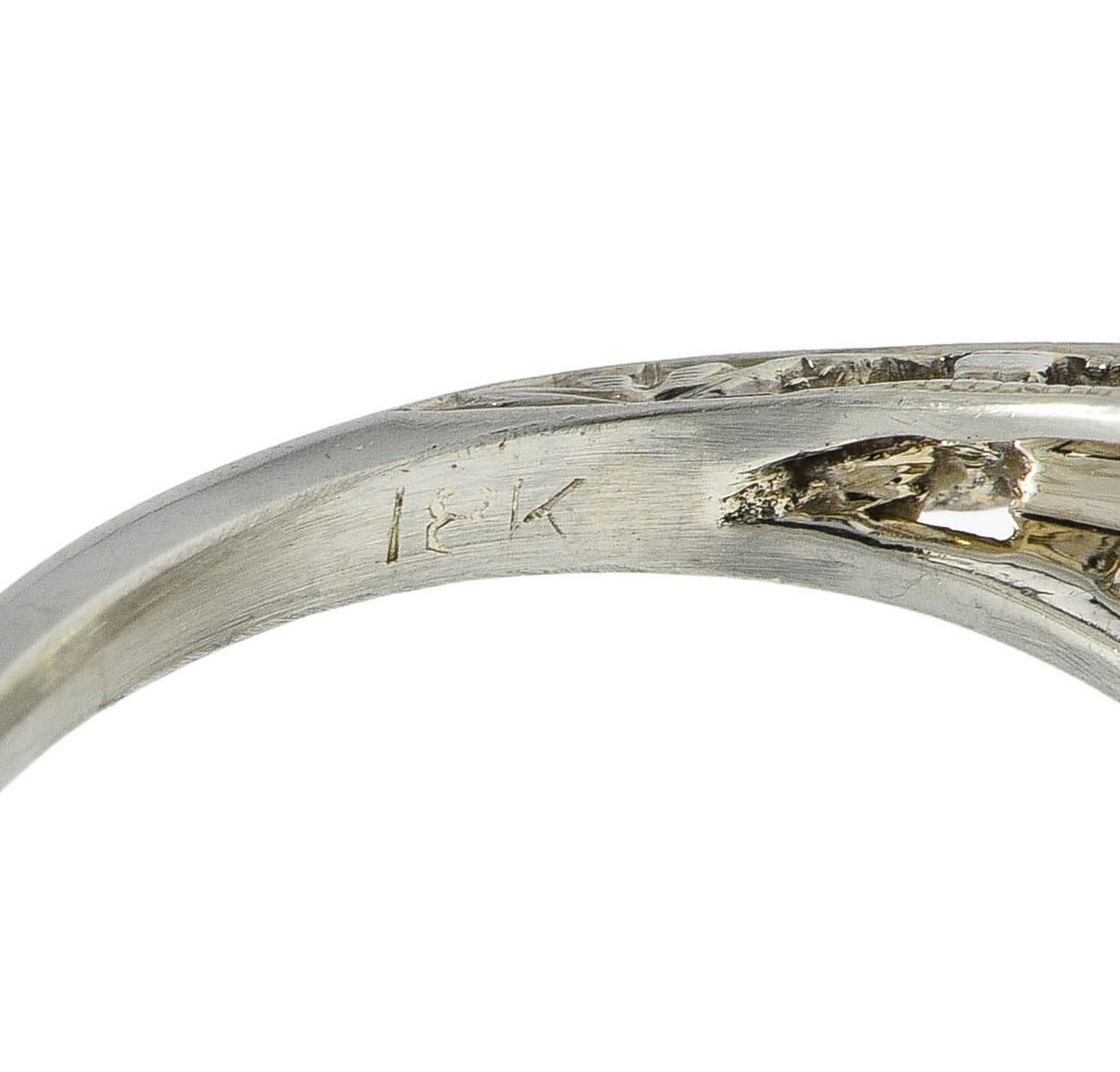 Art Deco 0.77 CTW Diamond 18 Karat Gold Vintage Foliate Engagement Ring 4