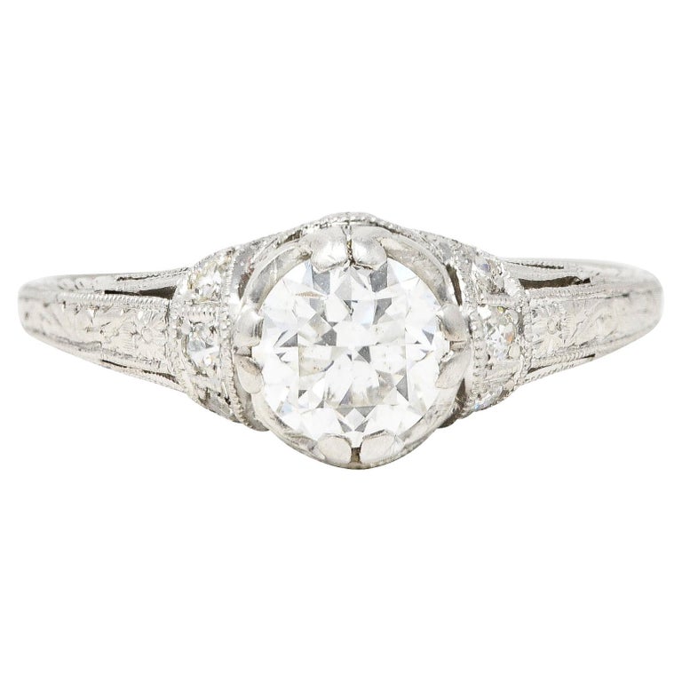 Art Deco 0.78 Carat Old European Platinum Orange Blossom Festoon ...