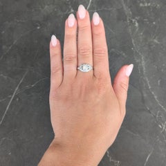 Art Deco 0.78 CTW Old European Diamond Platinum Vintage Cluster Engagement Ring