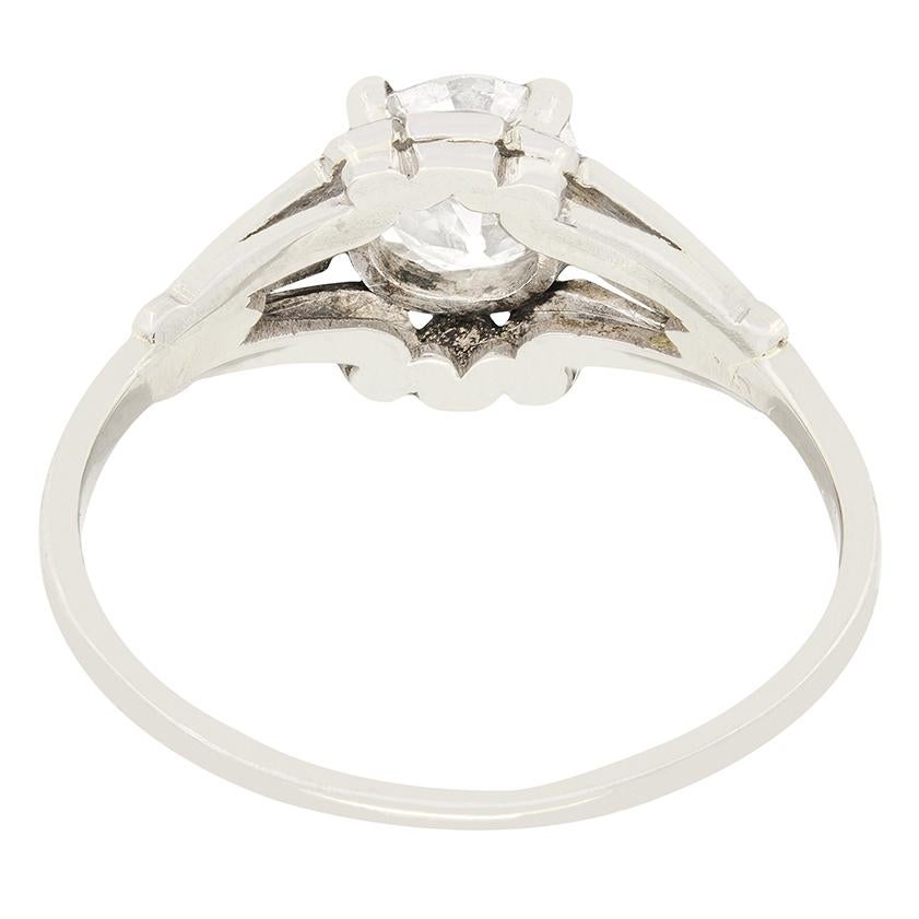 Art Deco 0.78 Ct Diamond Solitaire Ring, C.1920s In Good Condition For Sale In London, GB