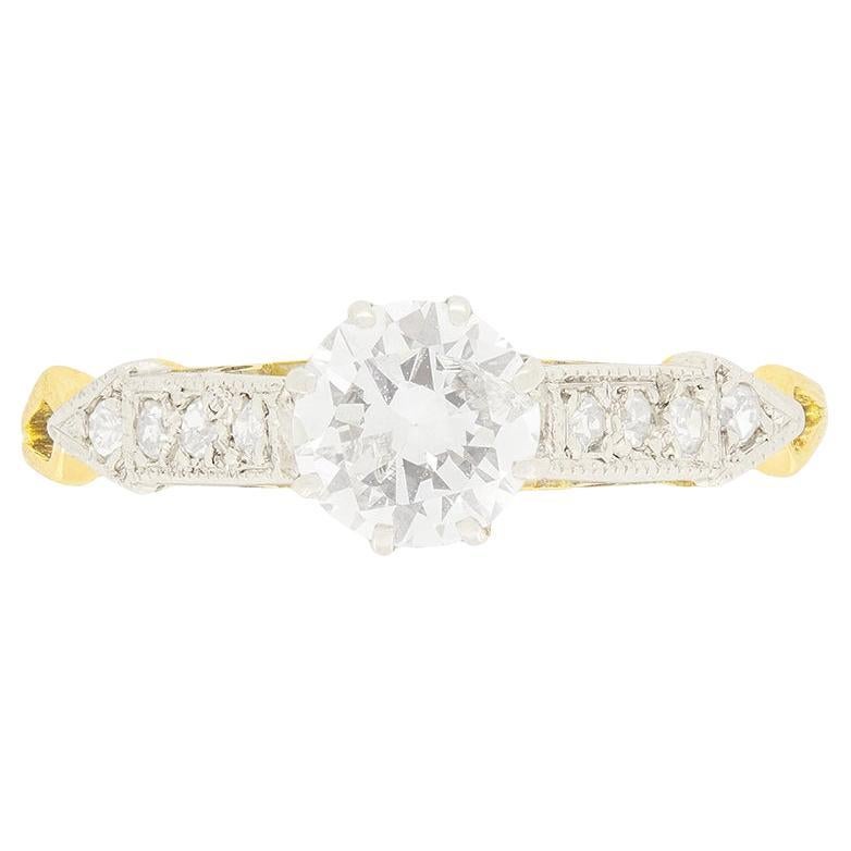Art Deco 0.78ct Diamond Solitaire Ring, c.1930s For Sale