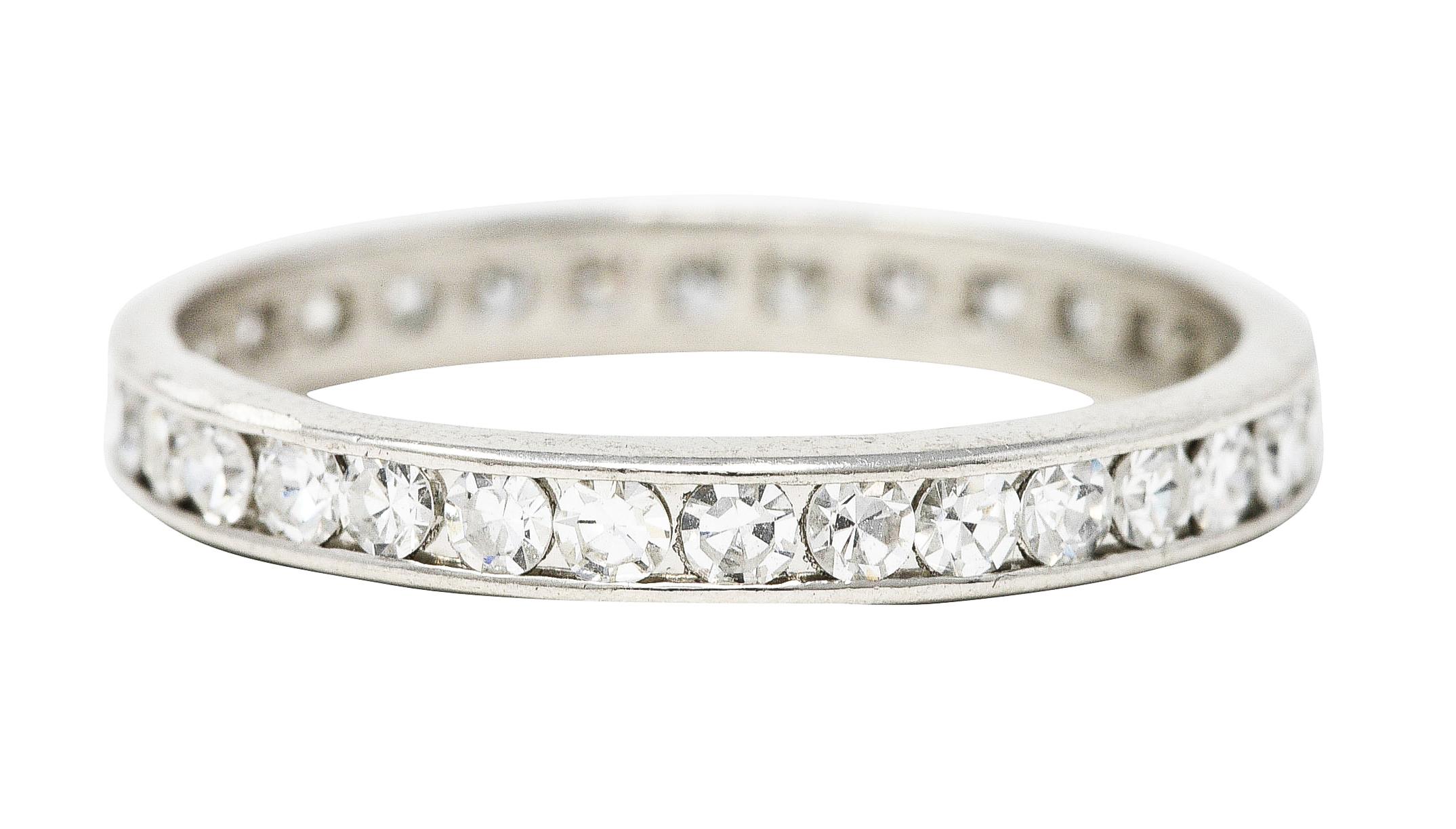 Art Deco 0.80 Carat Diamond Platinum Eternity Channel Band Ring In Excellent Condition In Philadelphia, PA