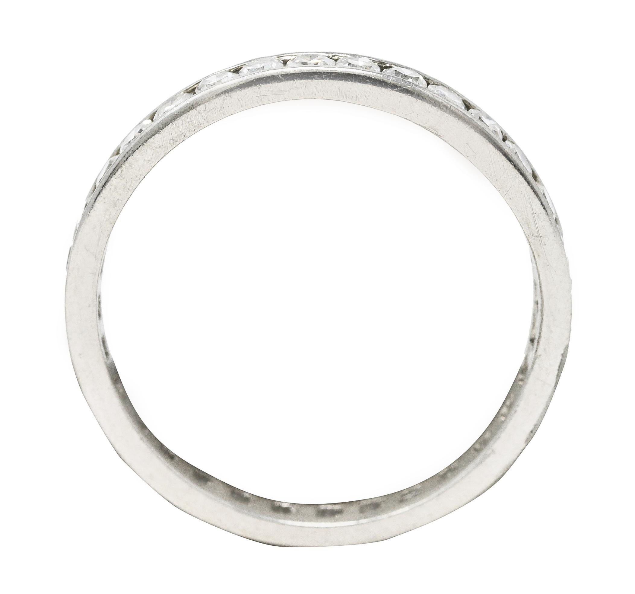 Women's or Men's Art Deco 0.80 Carat Diamond Platinum Eternity Channel Band Ring