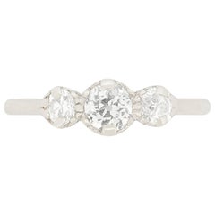 Art Deco 0.80 Carat Diamond Three-Stone Engagement Ring, circa 1920s