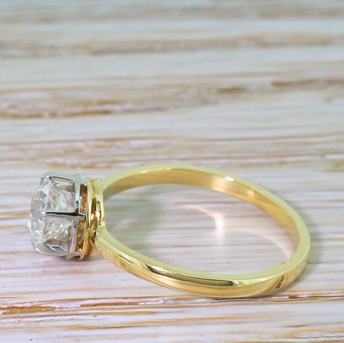 Art Deco 0.80 Carat Old Cut Diamond Engagement Ring (Alteuropäischer Brillantschliff) im Angebot
