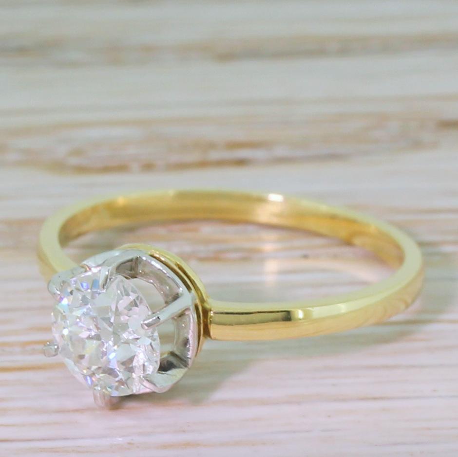 Art Deco 0.80 Carat Old Cut Diamond Engagement Ring im Angebot 2