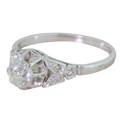 Vintage Art Deco 0.80 Carat Old Cut Diamond Engagement Ring