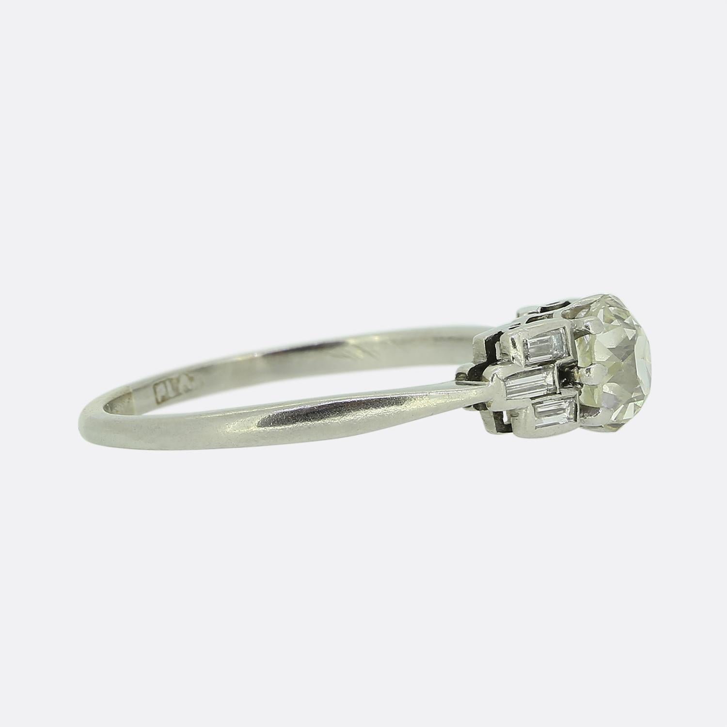 Old Mine Cut Art Deco 0.80 Carat Old Cut Diamond Ring For Sale