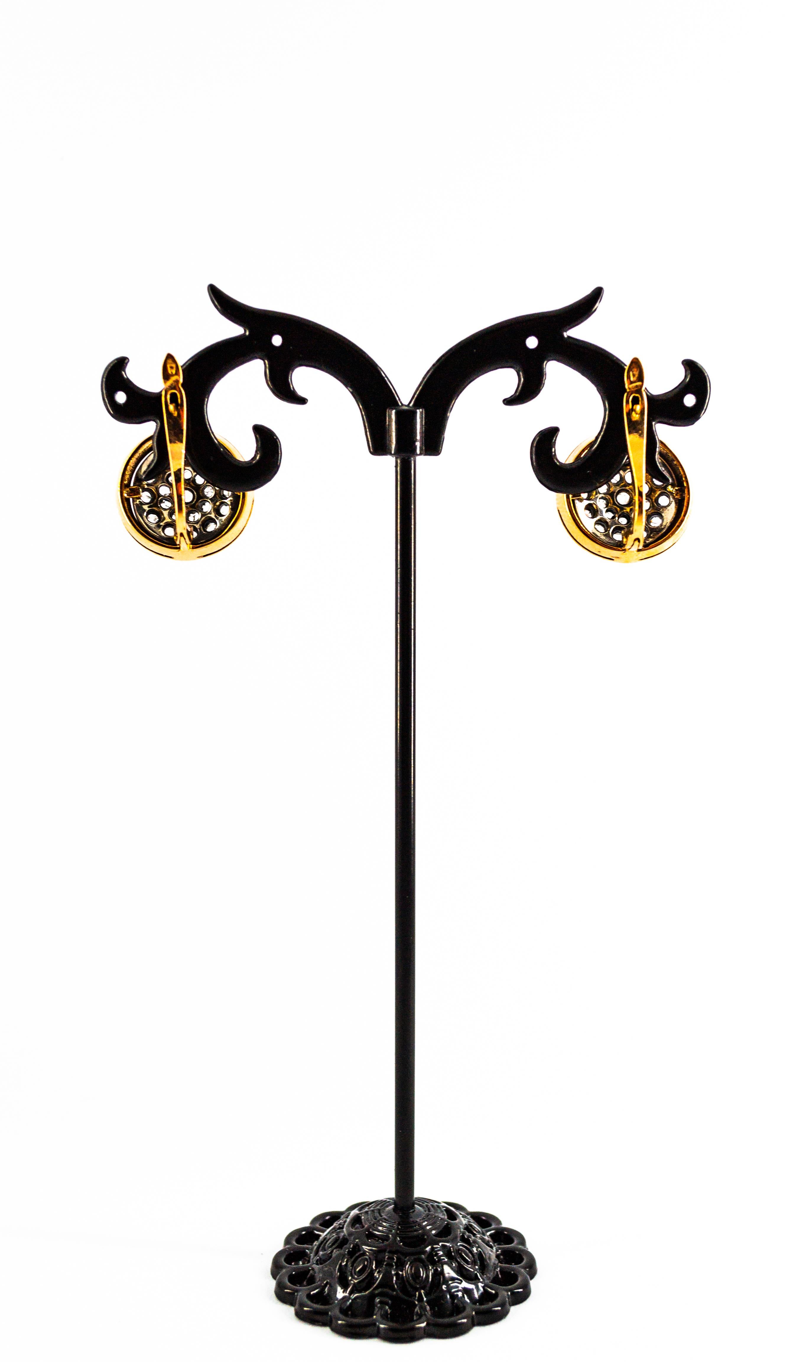 Art Deco 0.80 Carat White Rose Cut Diamond Yellow Gold Lever-Back Earrings 1