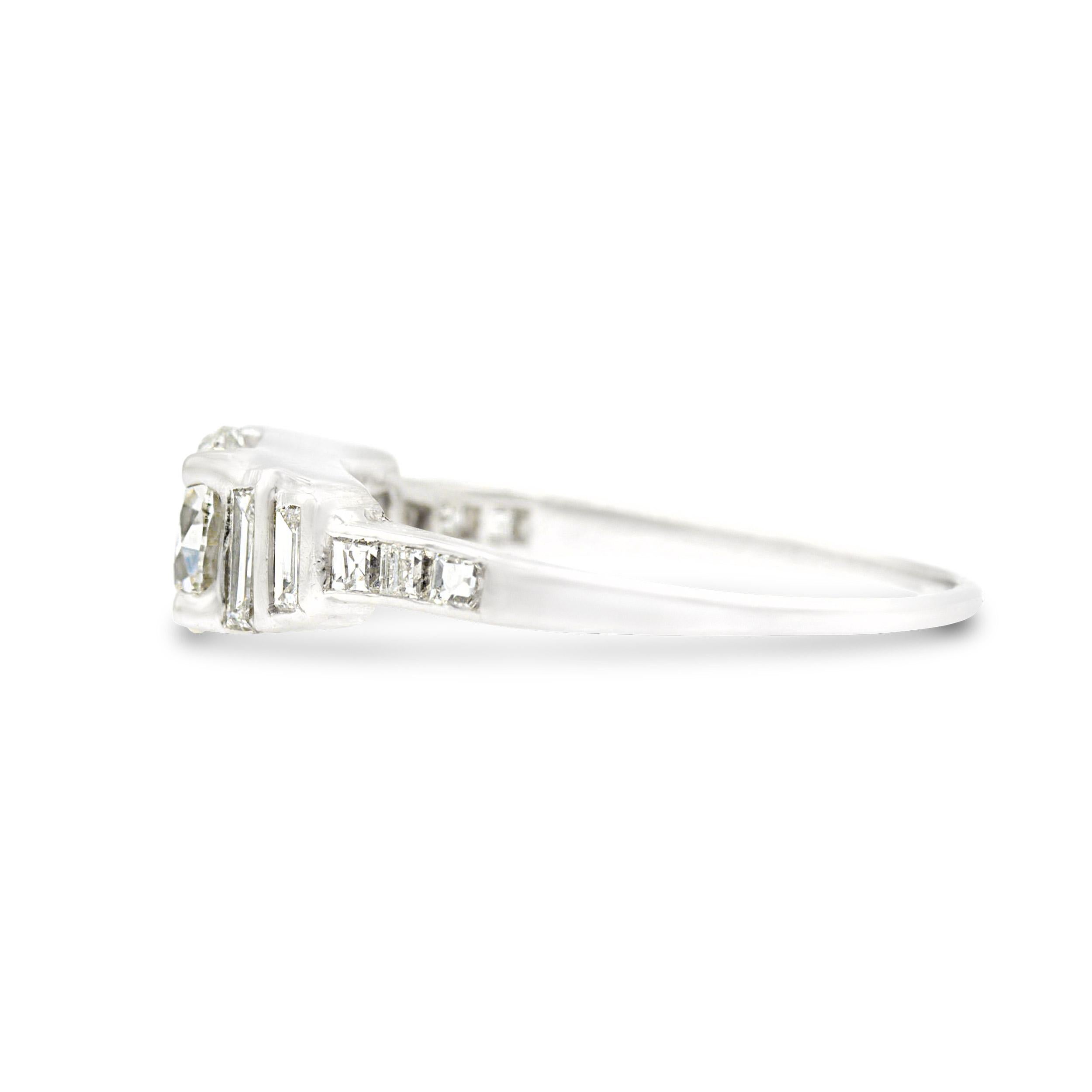 Art déco 0,80 Karat Diamant-Verlobungsring H SI2 aus Platin (Alteuropäischer Schliff)