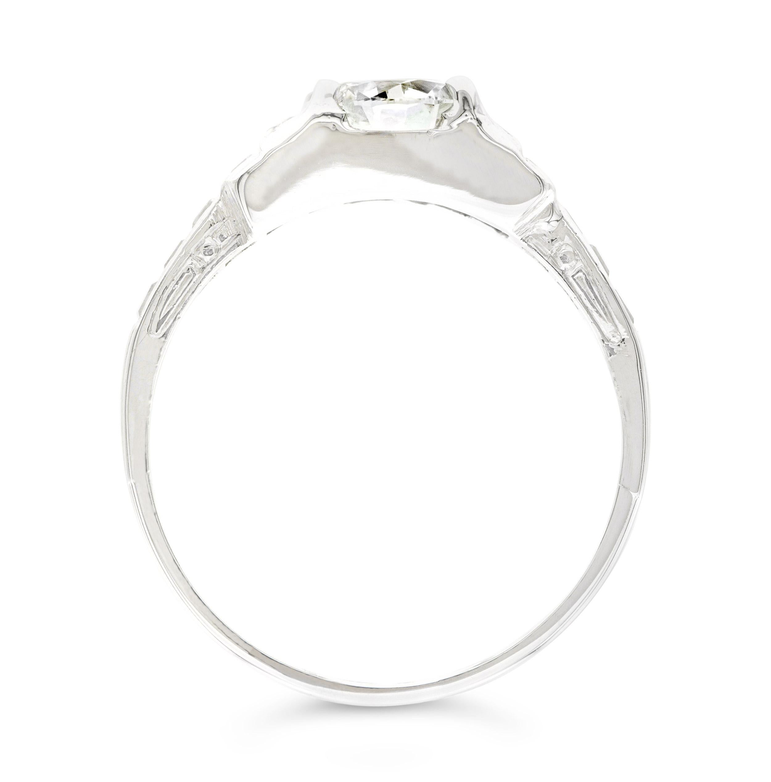 Old European Cut Art Deco 0.80 Ct. Diamond Engagement Ring H SI2 in Platinum For Sale