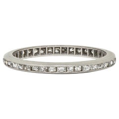 Anello Eternità in platino con diamante taglio francese da 0,80 CTW in stile Art Deco