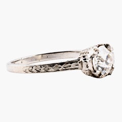 Art Deco 0,80ct Diamant Solitär Blume Blüte Motiv Vintage Verlobungsring