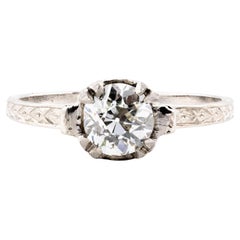 Art Deco 0,80ct Diamant Solitär Blume Blüte Motiv Vintage Verlobungsring