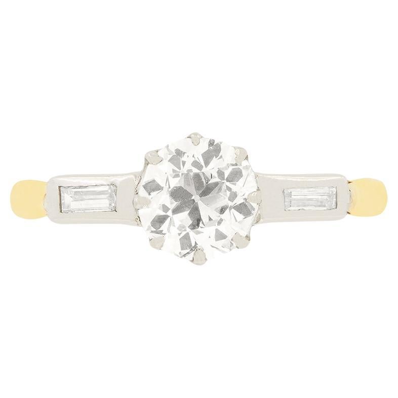 Art Deco 0.80 Carat Diamond Solitaire Ring, c.1920s For Sale