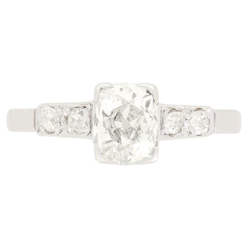 Art Deco 0.80ct Diamond Solitaire Ring, c.1920s For Sale