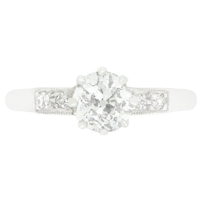 Art Deco 0.80ct Diamond Solitaire Ring, c.1920s in vendita