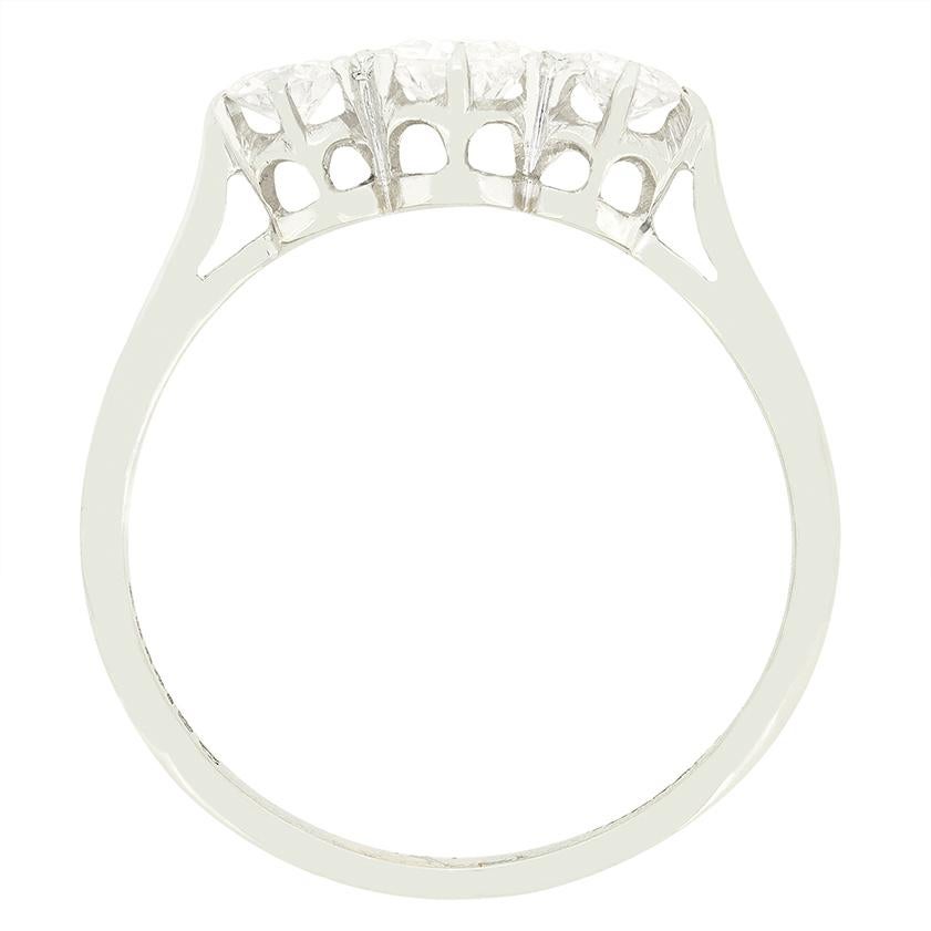 Art Déco Anello a trilogia di diamanti Art Deco da 0,80 carati, 1920 ca. in vendita