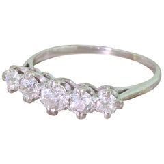 Vintage Art Deco 0.81 Carat Old Cut Diamond Five-Stone Ring