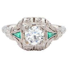Art Deco 0.82 CTW Diamond Platinum Vintage Ornate Engagement Ring