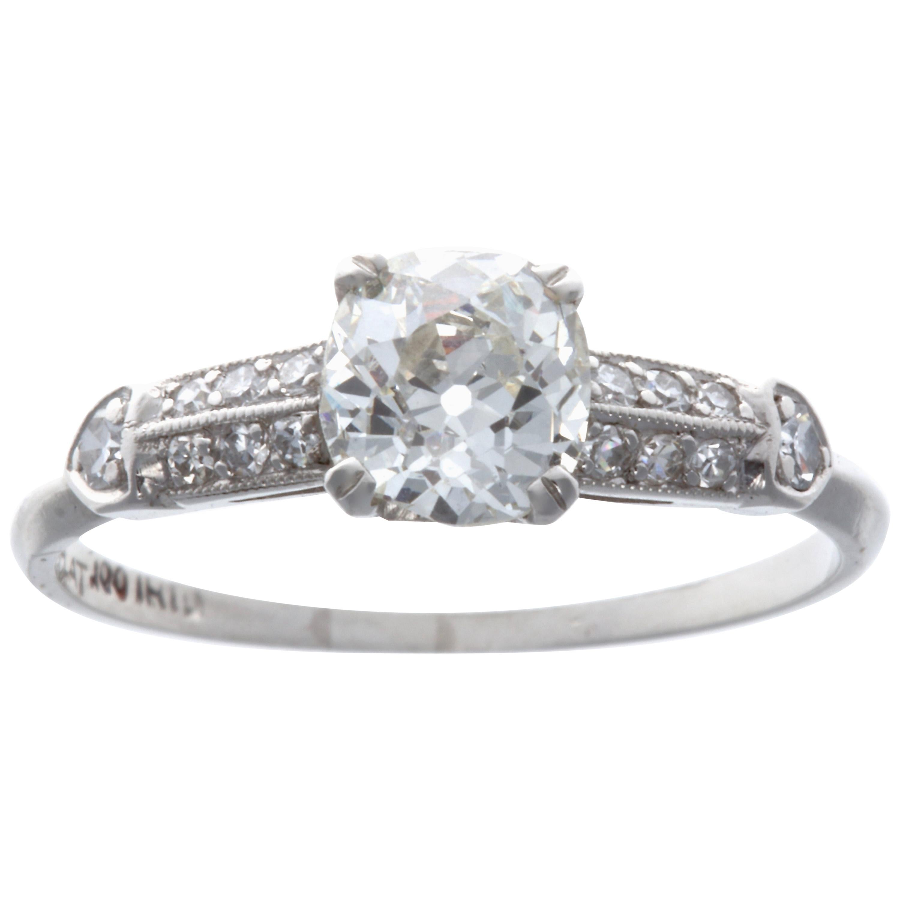 Art Deco 0.83 Carat Diamond Platinum Engagement Ring