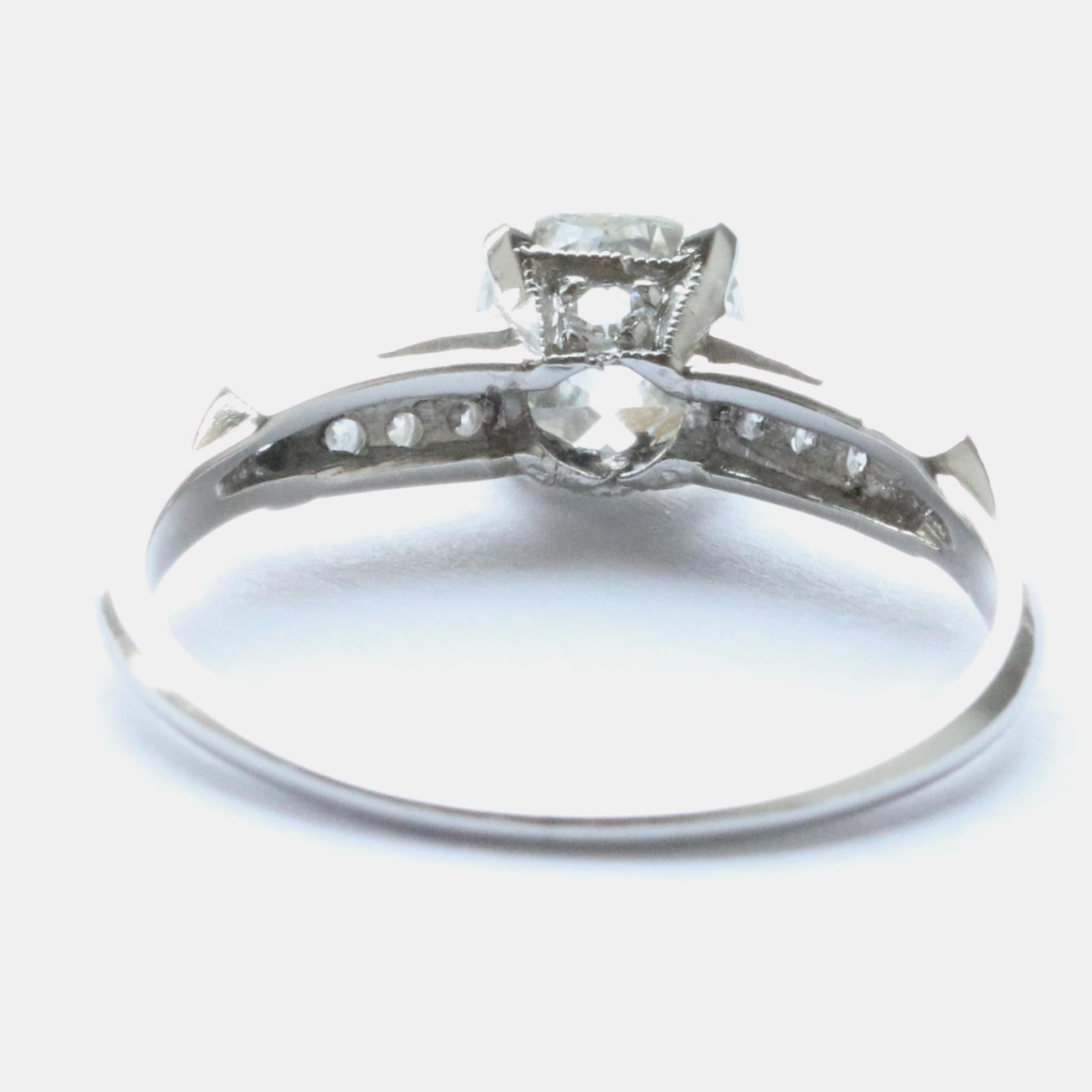 Art Deco 0.83 Carat Diamond Platinum Engagement Ring 1