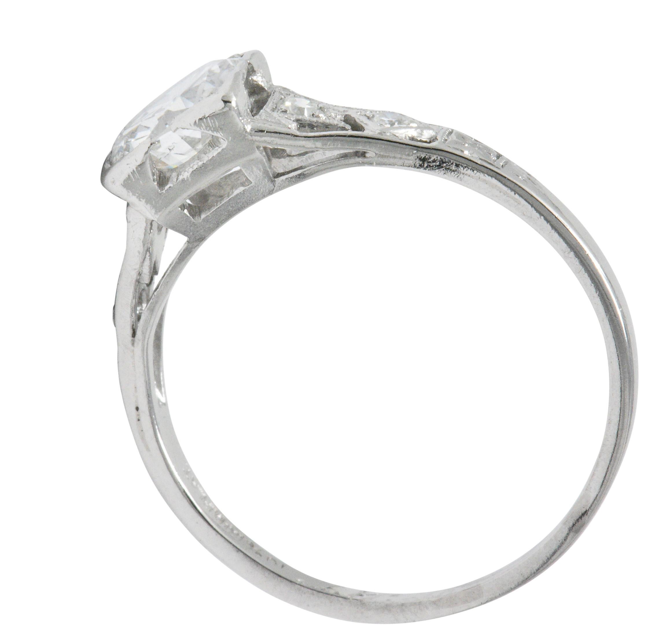Art Deco 0.84 Carat Diamond Platinum Engagement Alternative Ring GIA 1