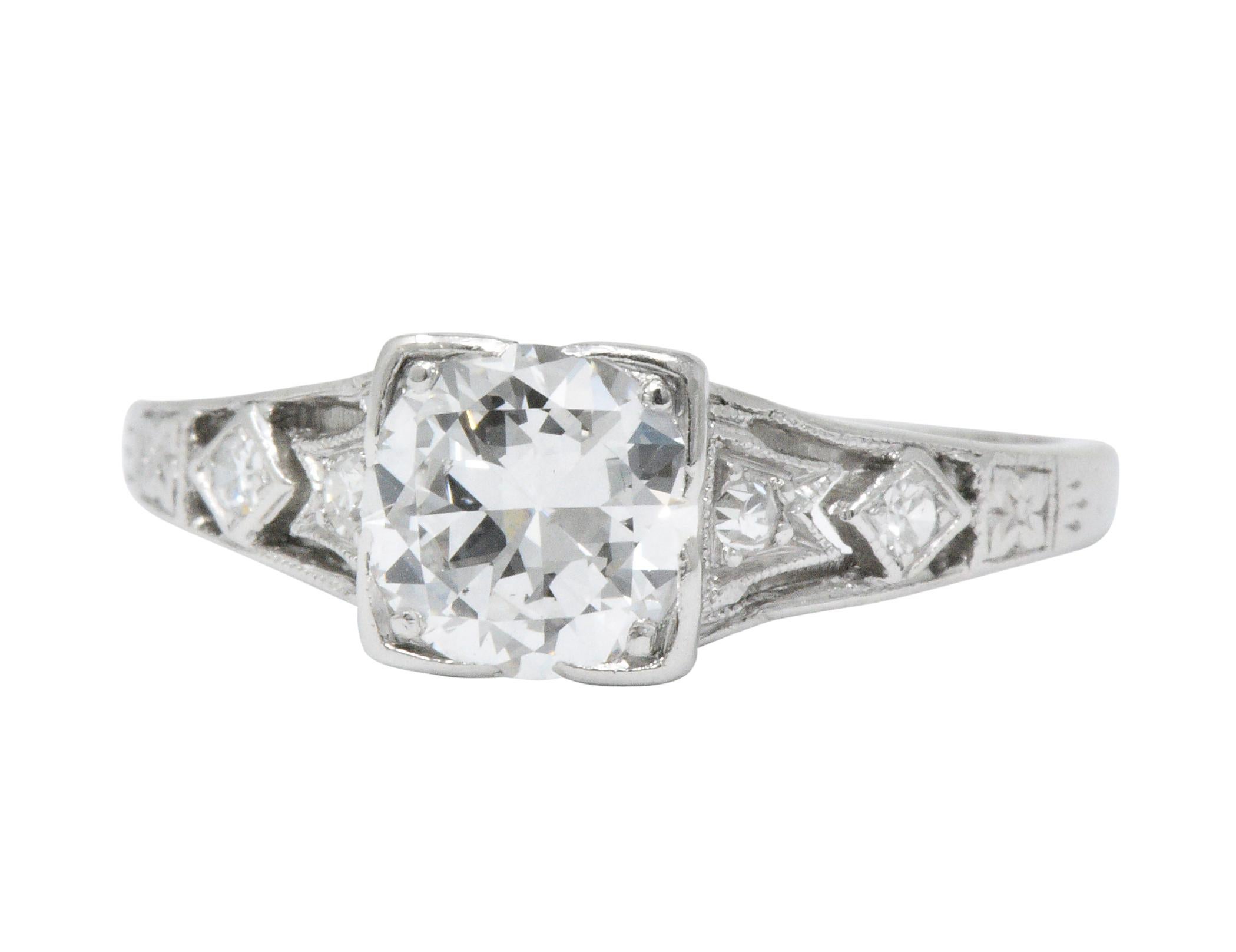 Art Deco 0.84 Carat Diamond Platinum Engagement Alternative Ring GIA 2