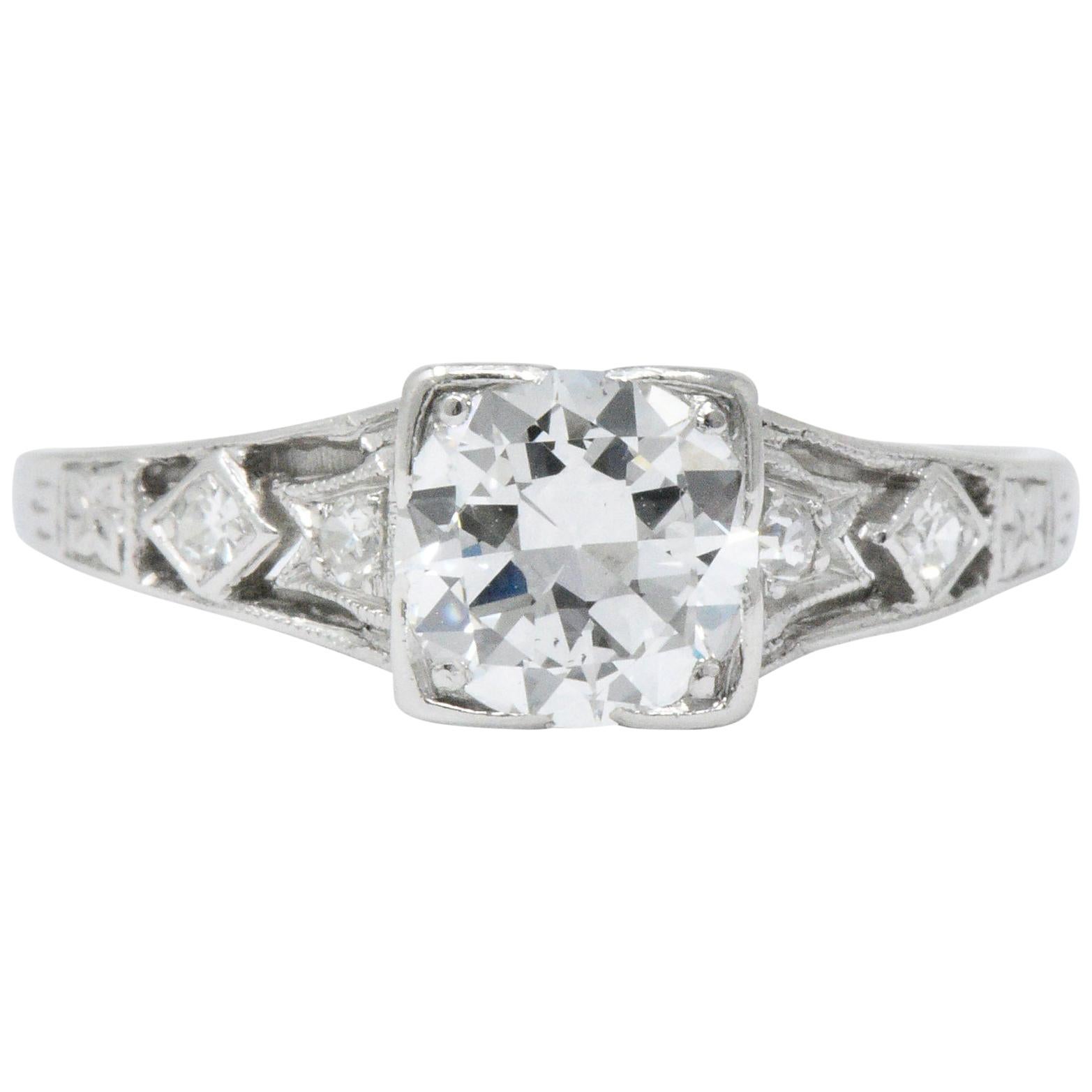 Art Deco 0.84 Carat Diamond Platinum Engagement Alternative Ring GIA