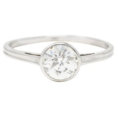 Art Deco 0.85 Carat Diamond Platinum Bezel Engagement Ring