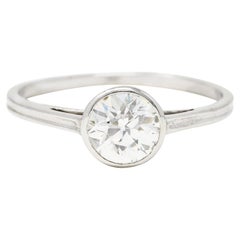 Anello di fidanzamento Art Deco con castone in platino e diamante da 0,85 carati