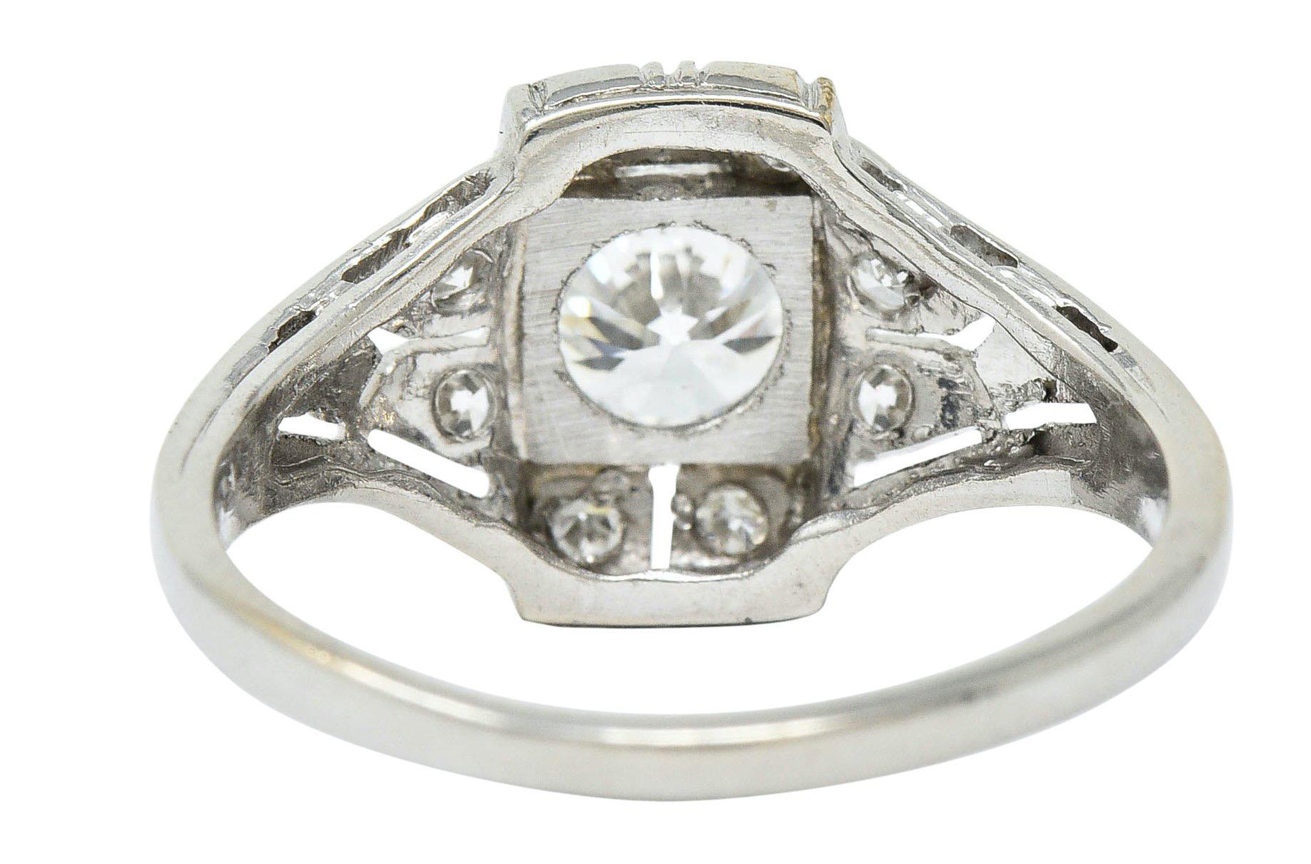 Verlobungsring aus Platin mit 0,85 Karat Diamant im Art-déco-Stil (Einfacher Schliff) im Angebot