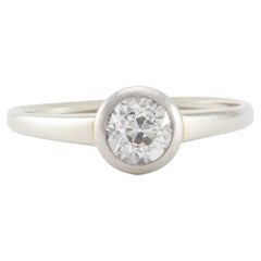Art Deco 0.85 Carat Old European Cut Diamond 14K White Gold Solitaire Ring