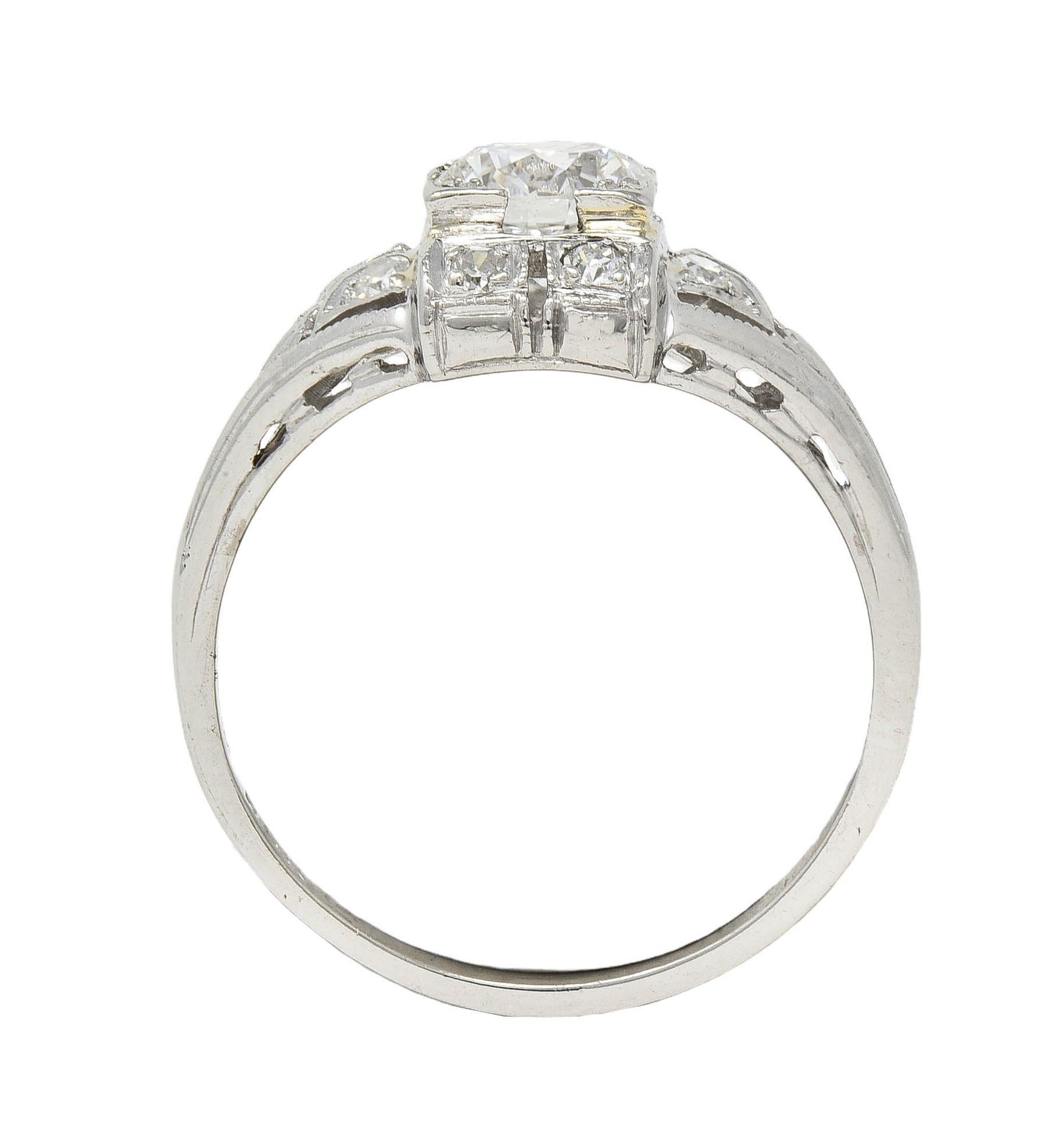 Anello di fidanzamento Art of Vintage con diamante in platino da 0,85 CTW in vendita 4