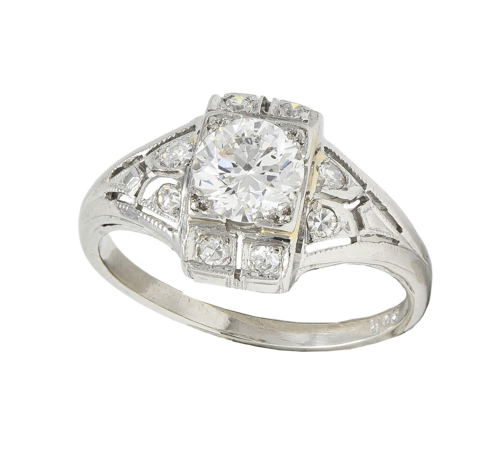 Anello di fidanzamento Art of Vintage con diamante in platino da 0,85 CTW in vendita 6