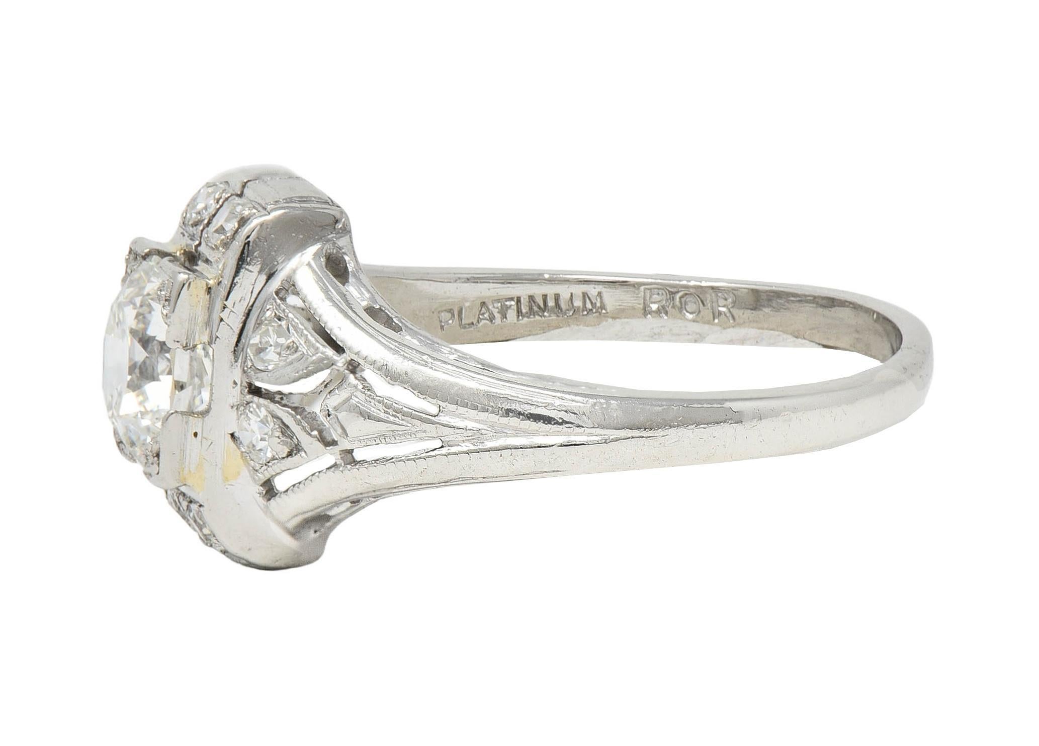 da uomo o donna Anello di fidanzamento Art of Vintage con diamante in platino da 0,85 CTW in vendita