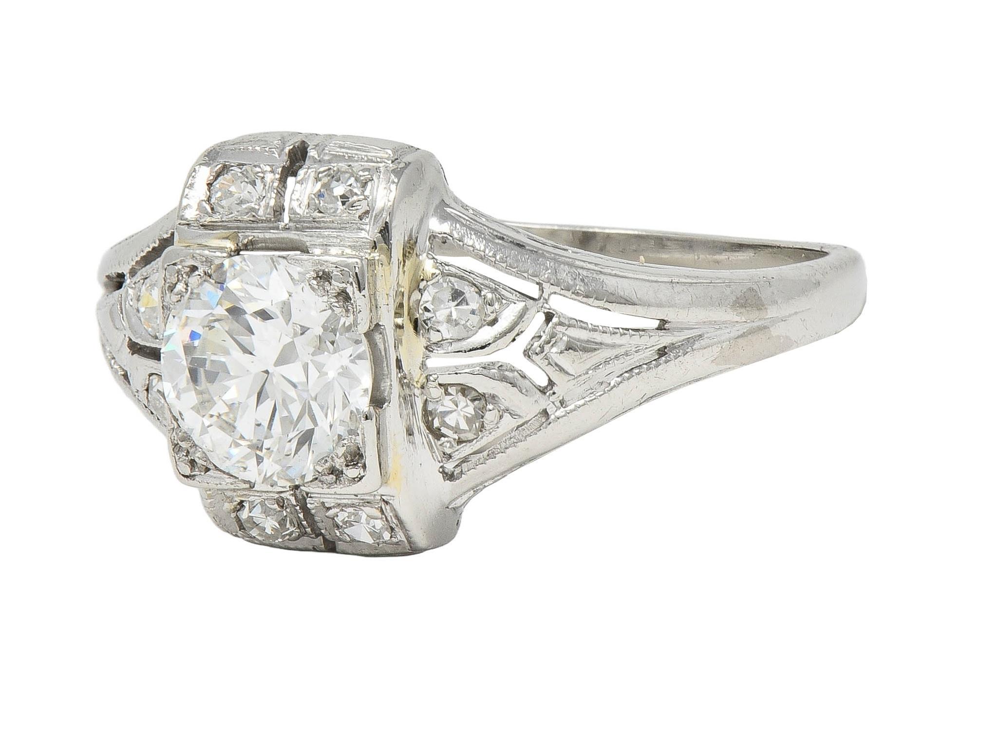 Anello di fidanzamento Art of Vintage con diamante in platino da 0,85 CTW in vendita 1