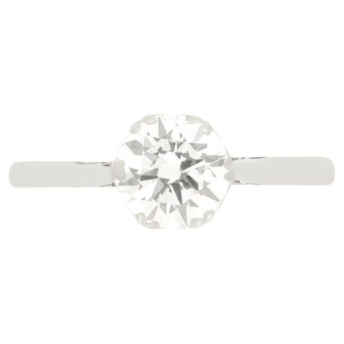 Art Deco 0.85ct Diamond Solitaire Ring, c.1920s For Sale