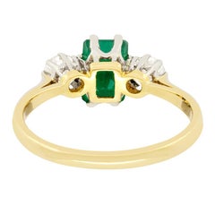 Art Deco 0.85 Carat Emerald and Diamond Three Stone Ring, circa 1920s