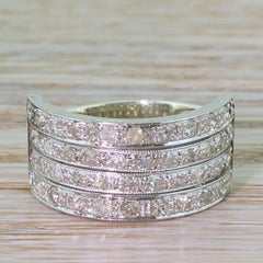 Art Deco 0.86 Carat Diamond Four-Row Ring