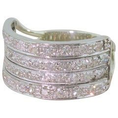 Art Deco 0.86 Carat Diamond Four-Row Ring