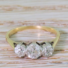 Art Deco 0.88 Carat Old Cut Diamond Trilogy Ring, circa 1920