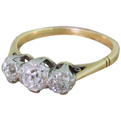 Art Deco 0.88 Carat Old Cut Diamond Trilogy Ring, circa 1920