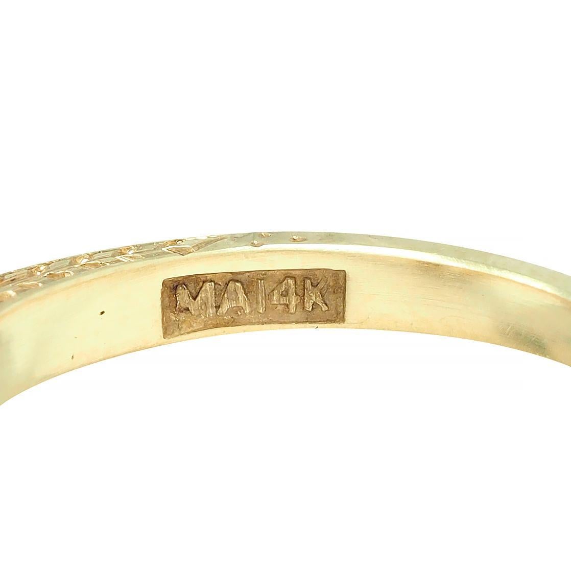Art Deco 0.88 CTW Diamond Two-Tone 14 Karat Gold Vintage Engagement Ring For Sale 3