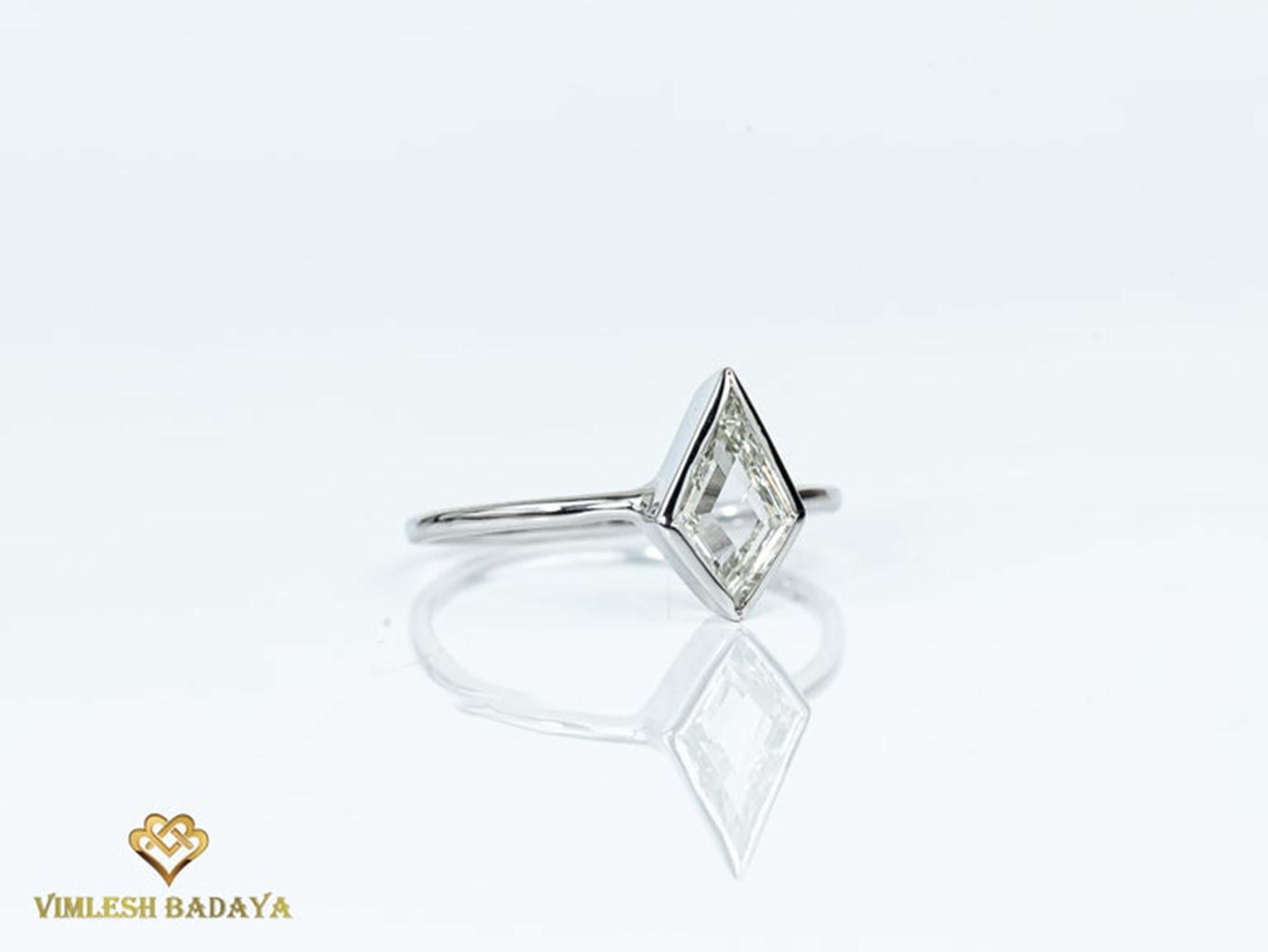 Donna Anello solitario con diamante aquilone Art Deco 0,8ct - Oro bianco 18 carati in vendita
